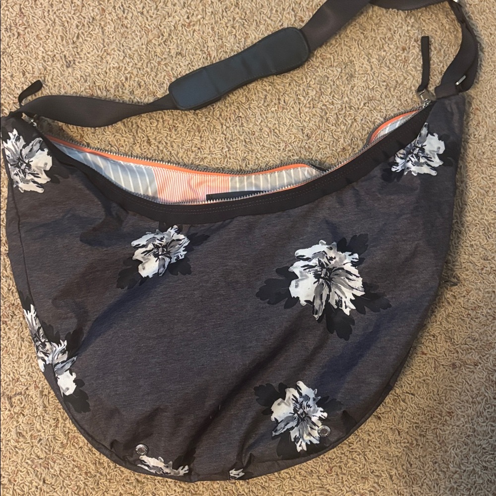 lululemon athletica Black and White Floral Hobo Bag
